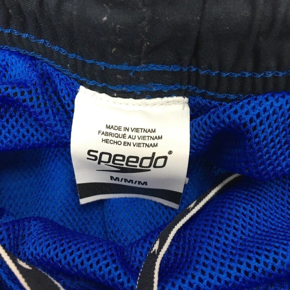 Speedo Men Size MEDIUM Blue Swim Trunks Bottoms Pockets‎ Drawstring
